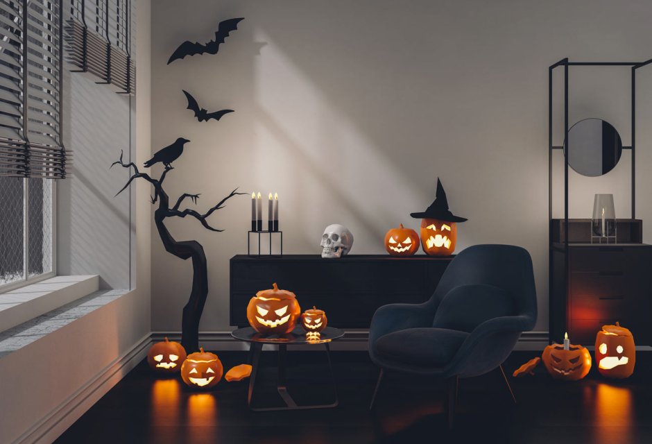 Интерьер на балконе для Хэллоуина