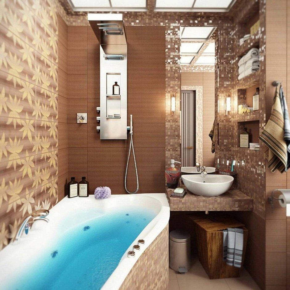 Большая ванная комната в частном доме