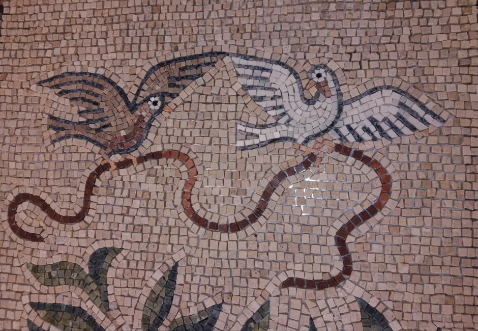 Римская мозаика смальта цапля