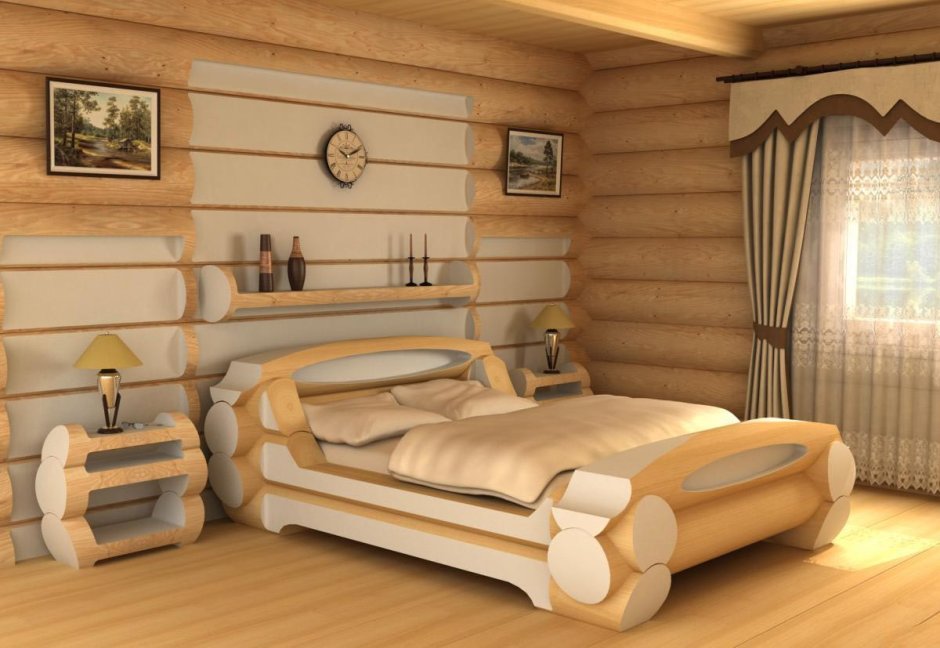 Кровать из массива в скандинавском стиле