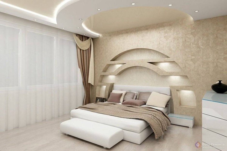 Роскошная спальня с круглой кроватью