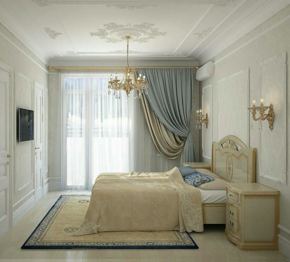 Занавески в спальню в современном стиле