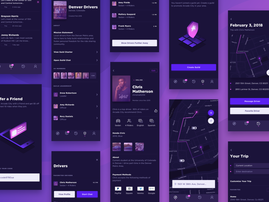 Фиолетовые приложения дизайны