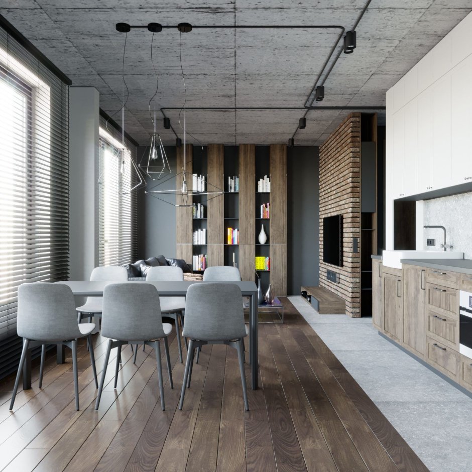 Пустой интерьер лофт