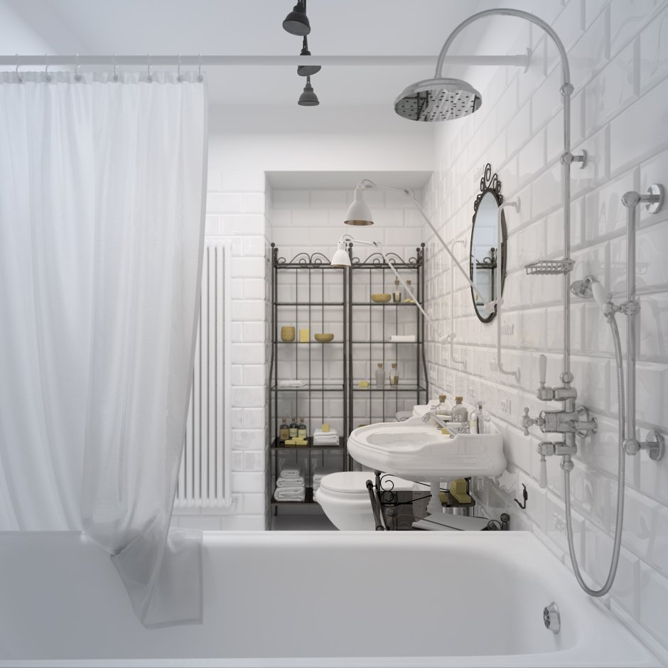 Ванная комната со стиралкой в стиле лофт