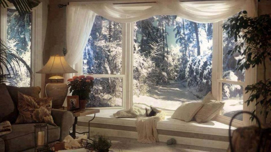 Комната уютная зима окно