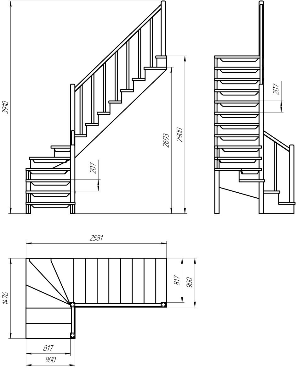 Высота проема для лестницы на второй этаж