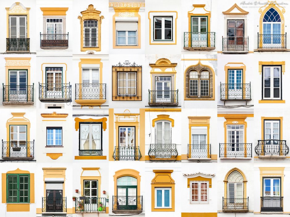 Разные окна на фасаде