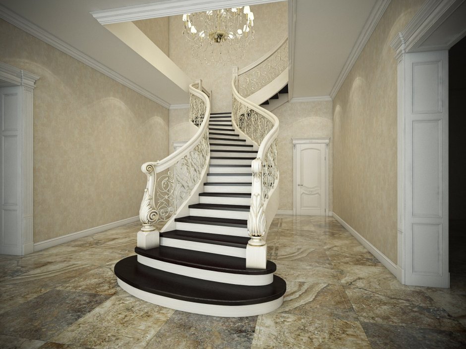 Лестница в стиле Барокко белые