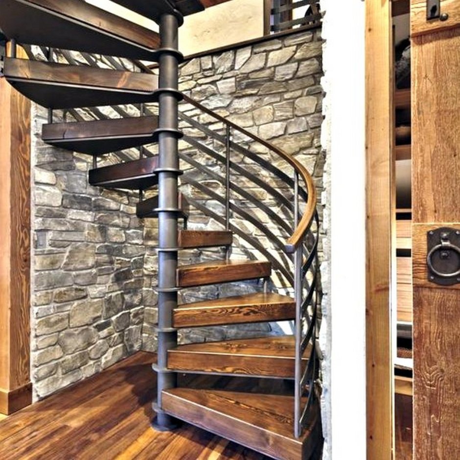 Винтовые деревянные лестницы в стиле лофт