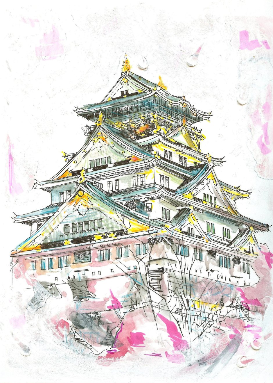 Япония пятиэтажный Осакский замок