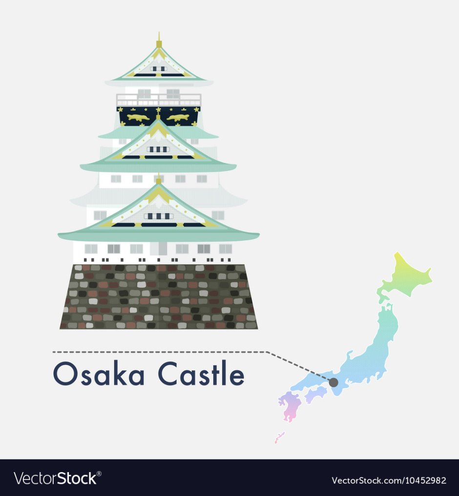 Замок в Осаке с высоты