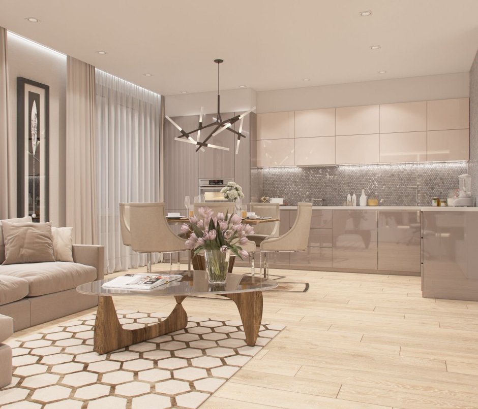 Кухня гостиная в веселых тонах