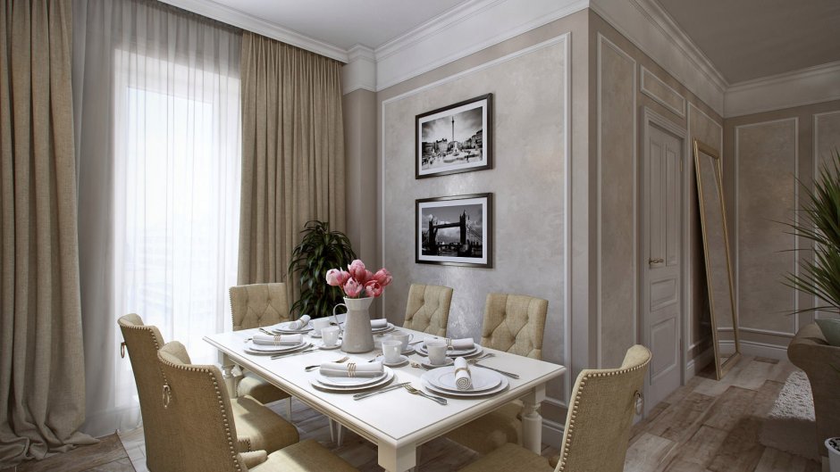 Интерьер квартиры 54 кв.м двухкомнатной бежевые тона