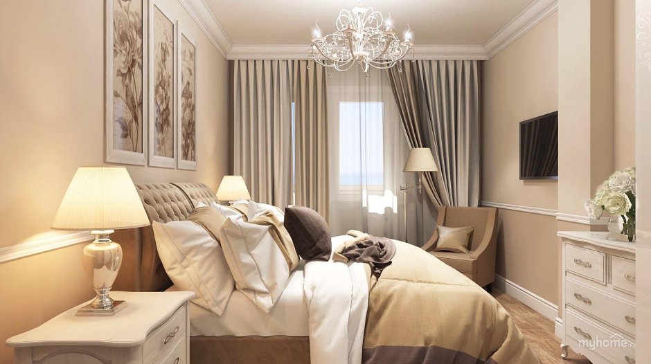 Бежевая спальня Неоклассика