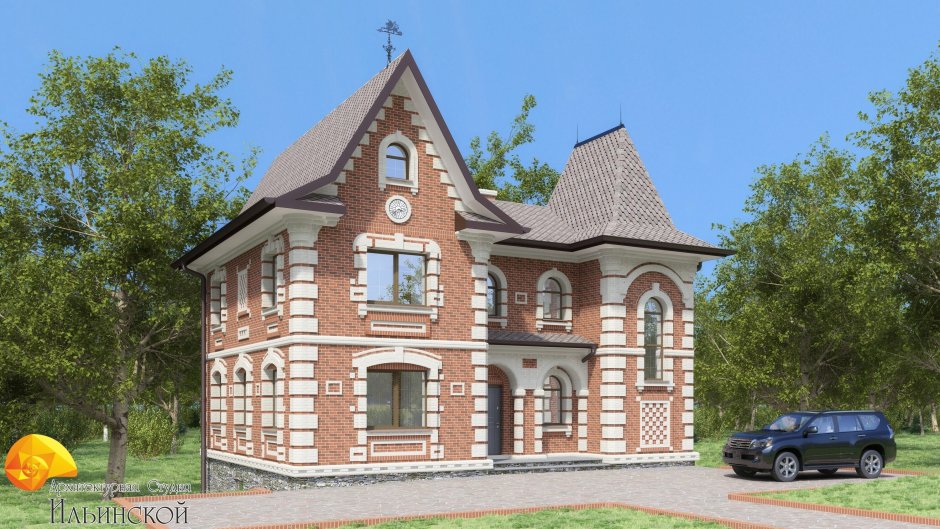 Двухэтажный дом из кирпича замок проекты
