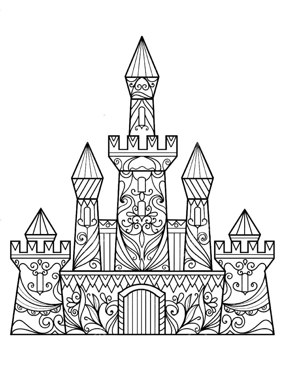Раскраски антистресс замки и дворцы