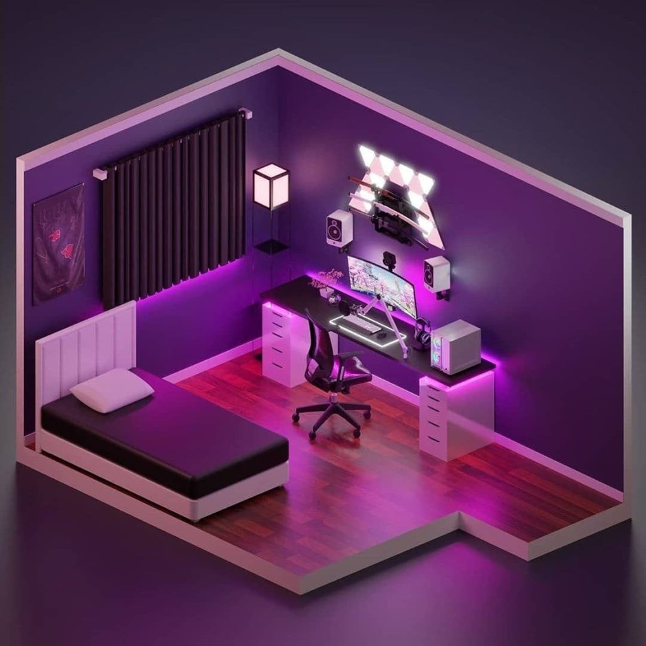 Фиолетовая геймерская комната