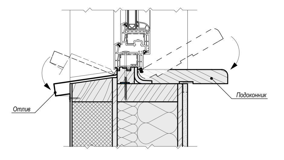 Схема монтажа подоконника ПВХ