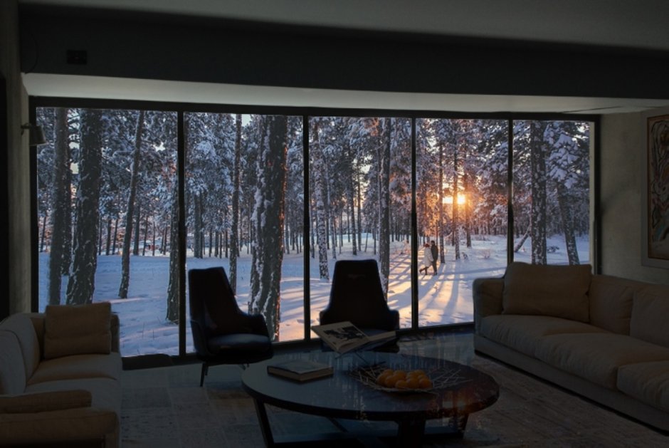 Панорамные окна зимой