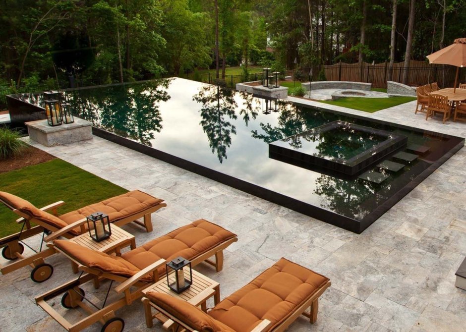 Ландшафт в современном стиле с бассейном