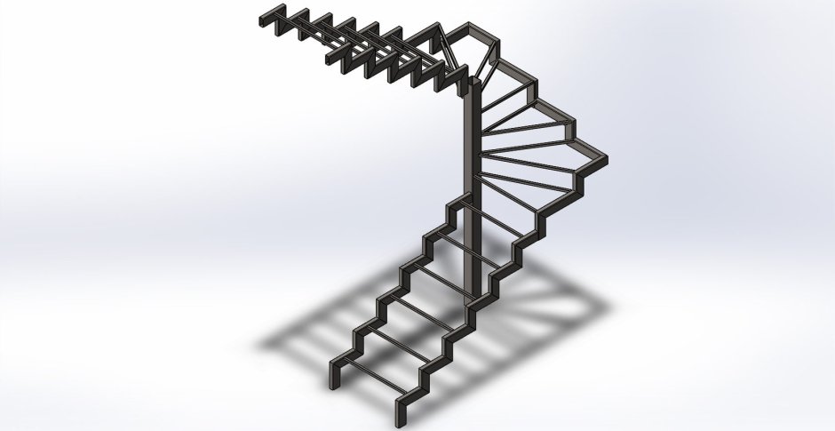 Лестницы с забежными ступенями 180 градусов из металла