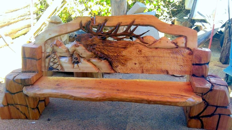 Необычные скамейки из дерева для дачи