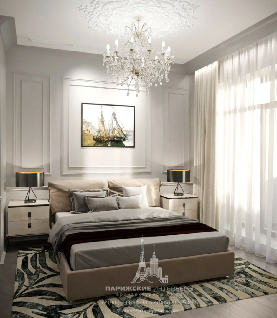 Модный дизайн спальни в светлых тонах