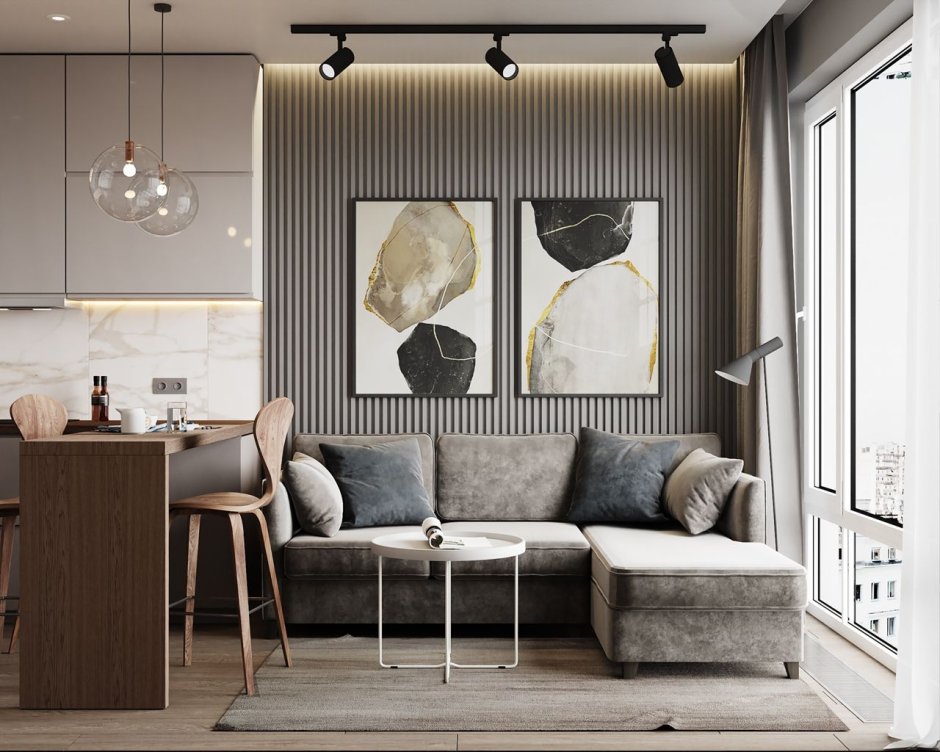 Дизайн в серых тонах квартиры современный