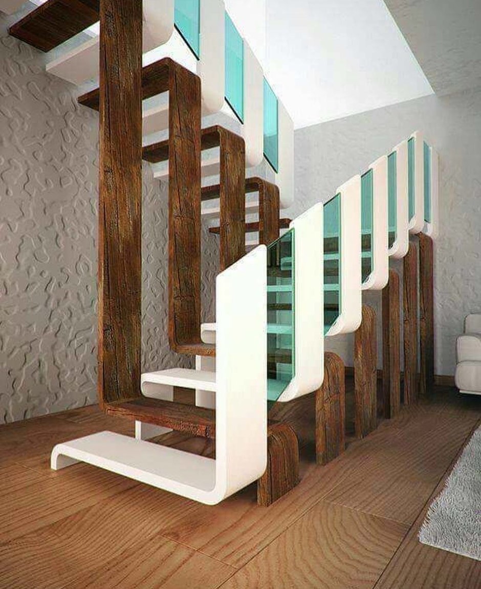 Стеклянная лестница в интерьере