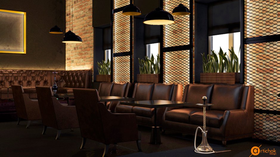 Интерьер кальянной Loft