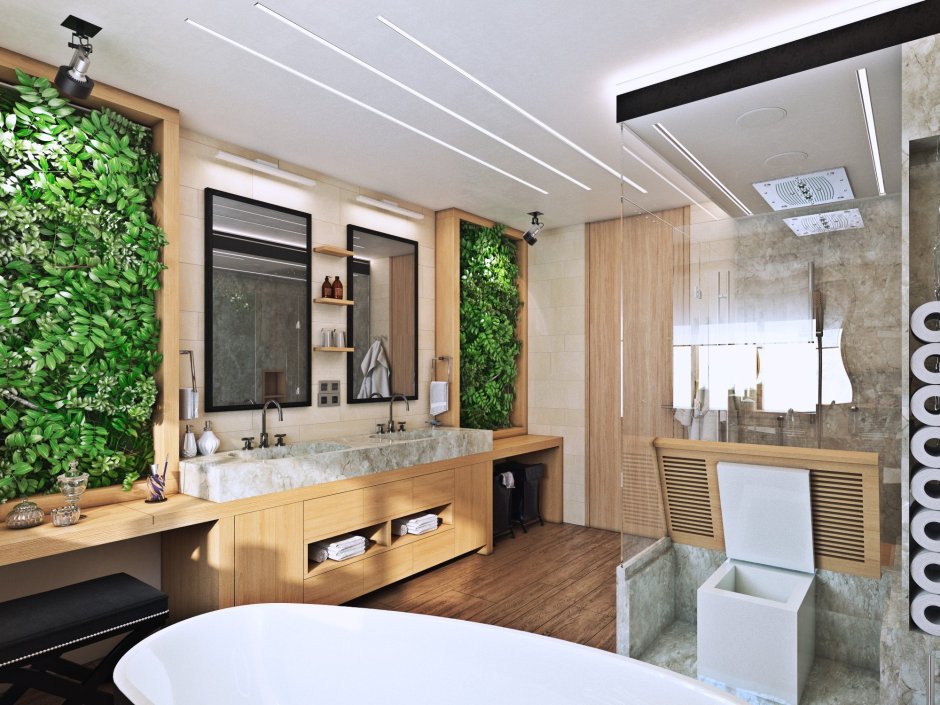 Озеленение ванной комнаты