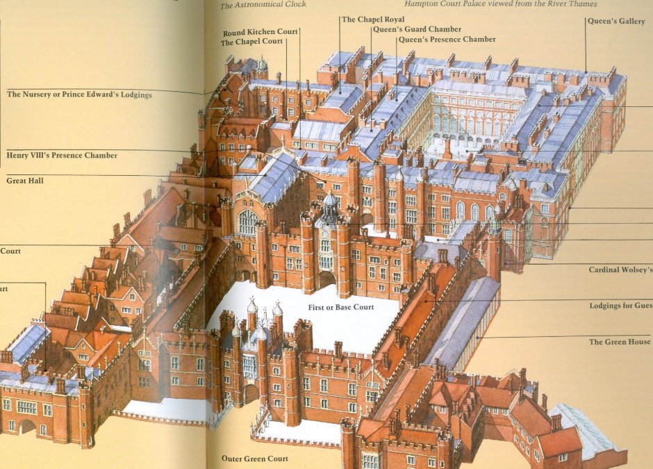 Дворец Хэмптон корт в Лондоне план
