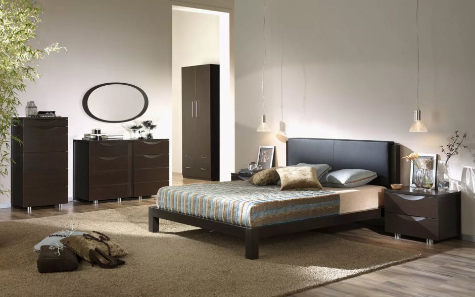 Мебель спальня цвет темно коричневый