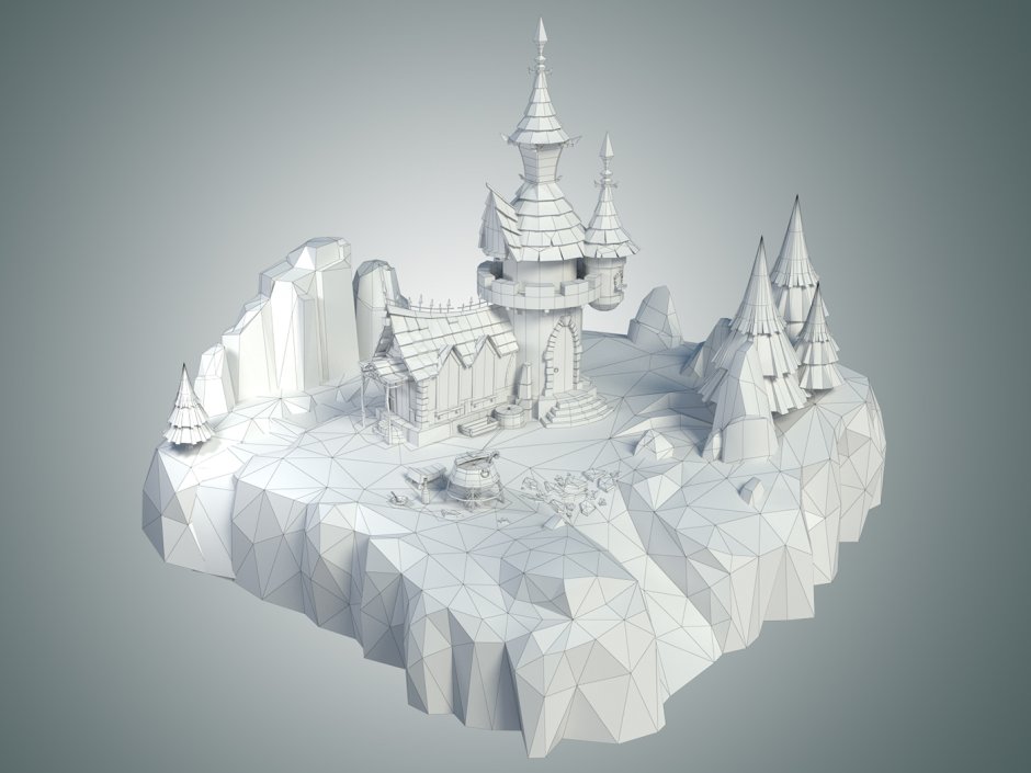 Замок Low Poly 3d