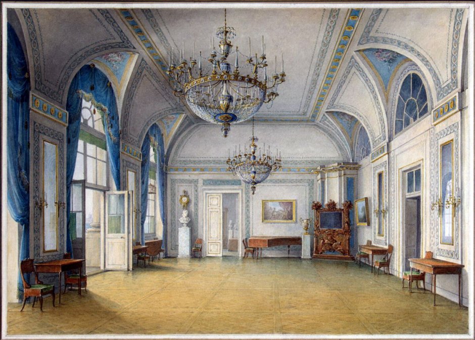 Интерьеры Павловского дворца в акварелях 19 века