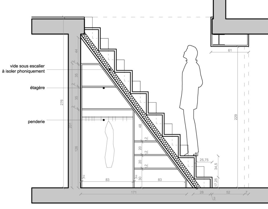 Лестница в мансардный этаж чертеж