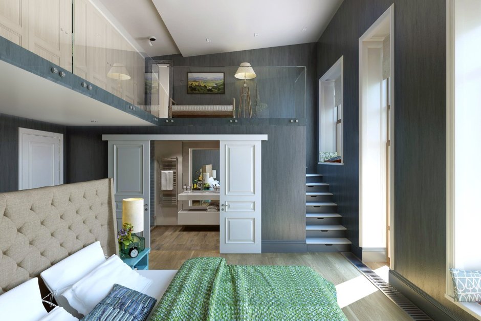 Двухэтажная спальня в квартире