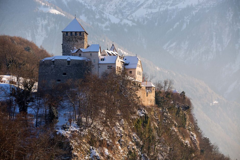 Лихтенштейн замок Вадуц акварель