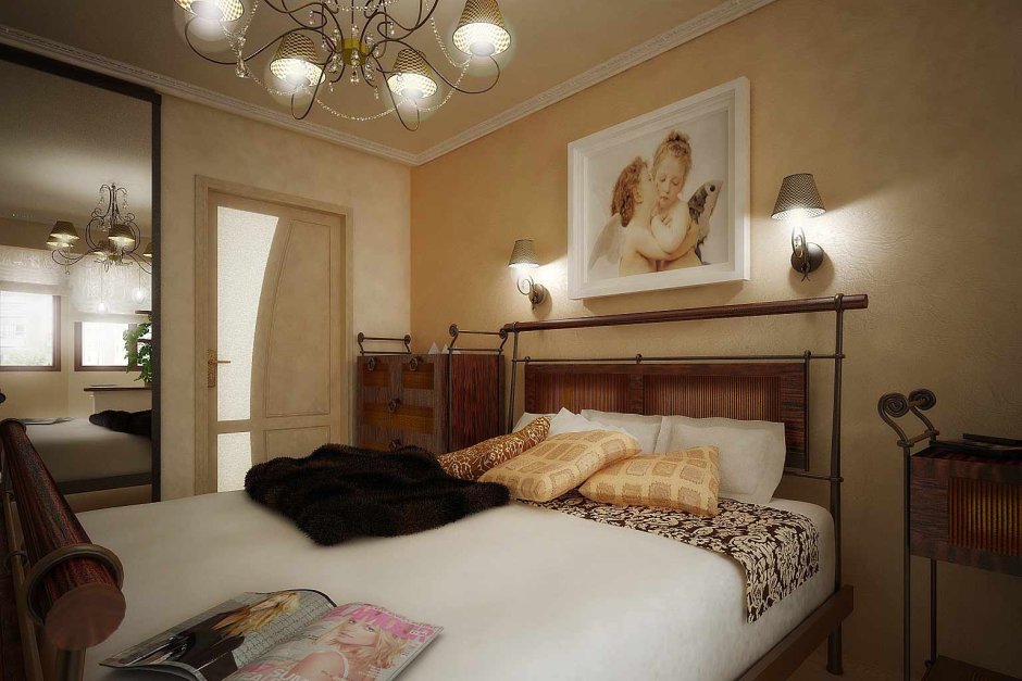 Декоративная штукатурка в интерьере спальни в классическом стиле