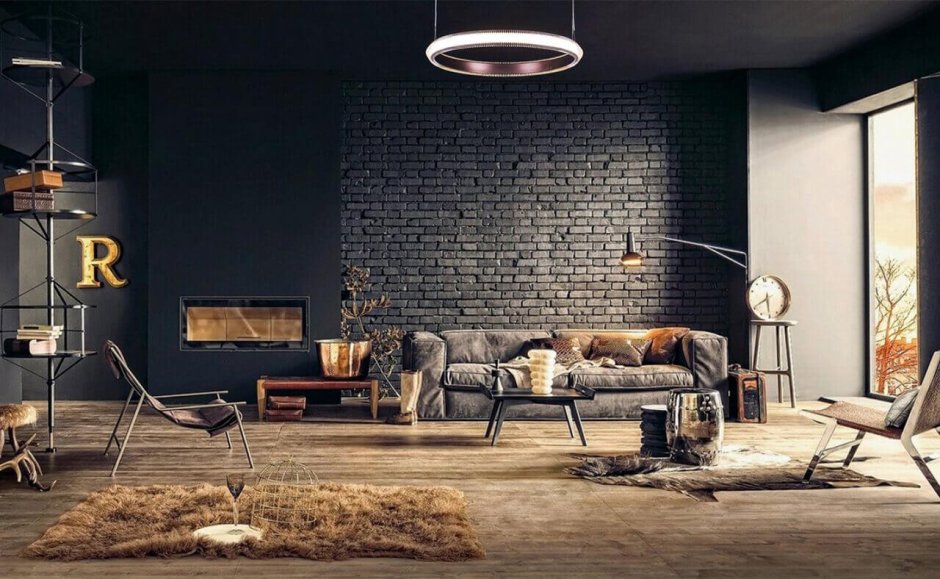 Loft Interior Design кирпич