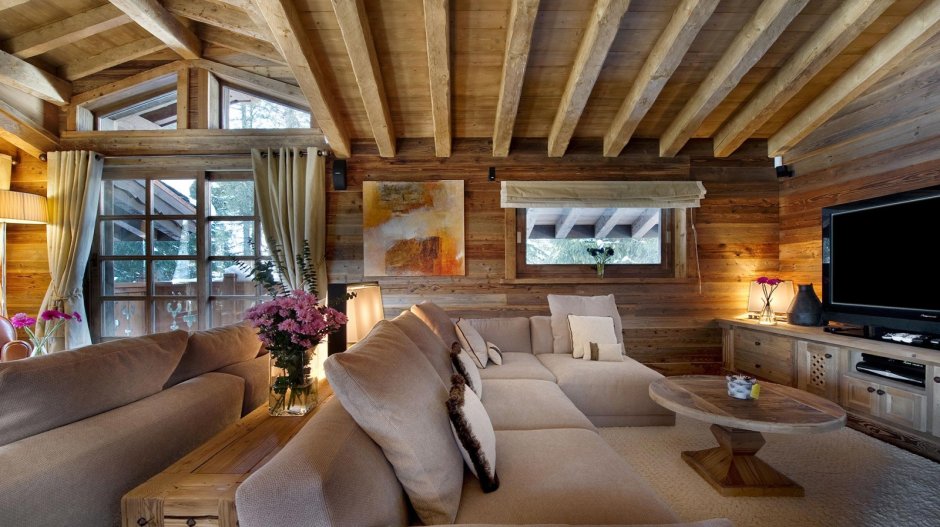 Дизайн интерьера деревянного загородного дома