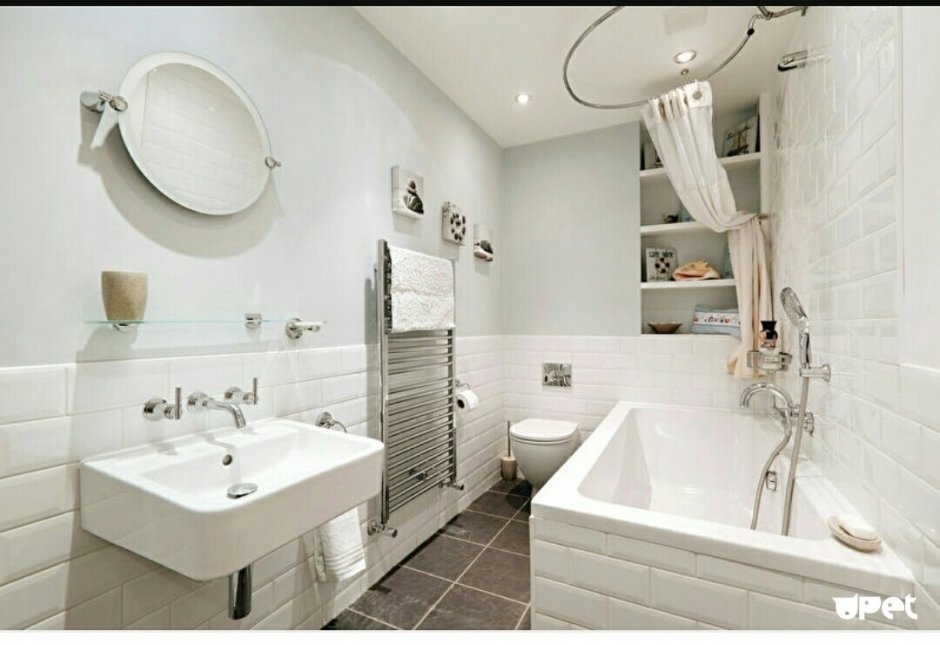 Дизайн ванной комнаты с белыми стенами