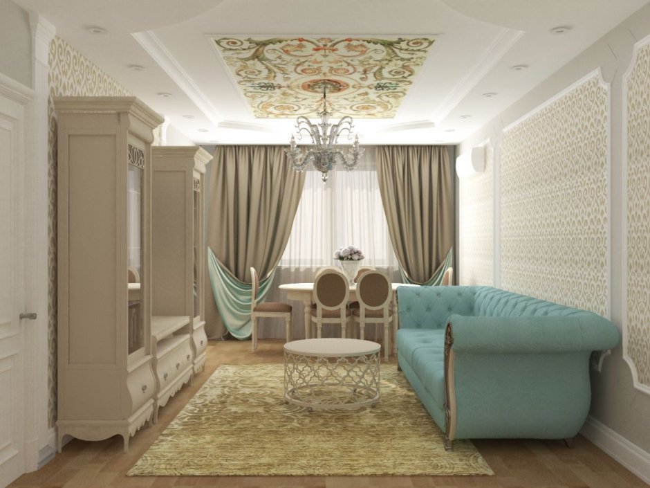Мебель для однокомнатной квартиры в классическом стиле