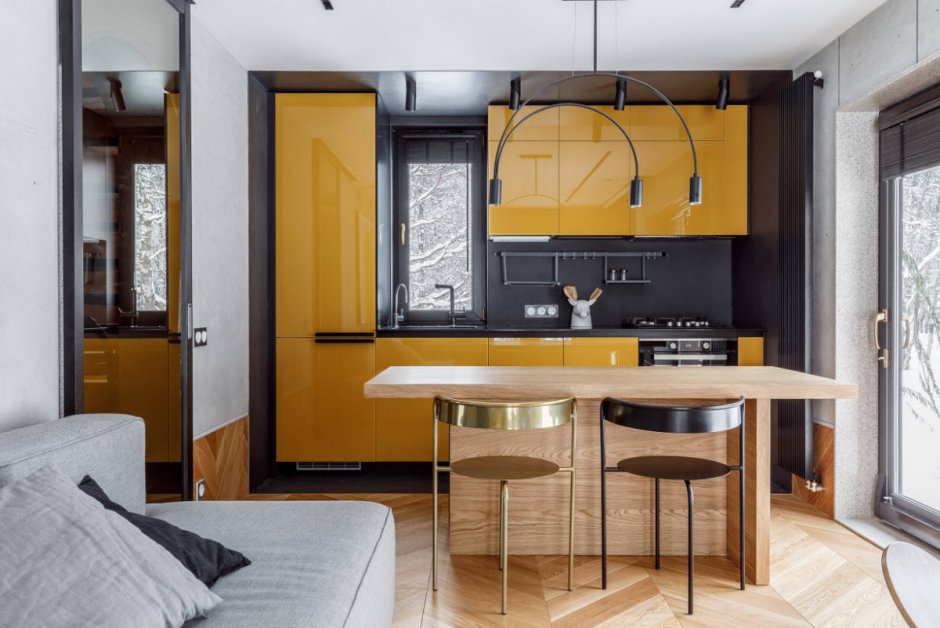 Современный дизайн небольшой кухни в квартире