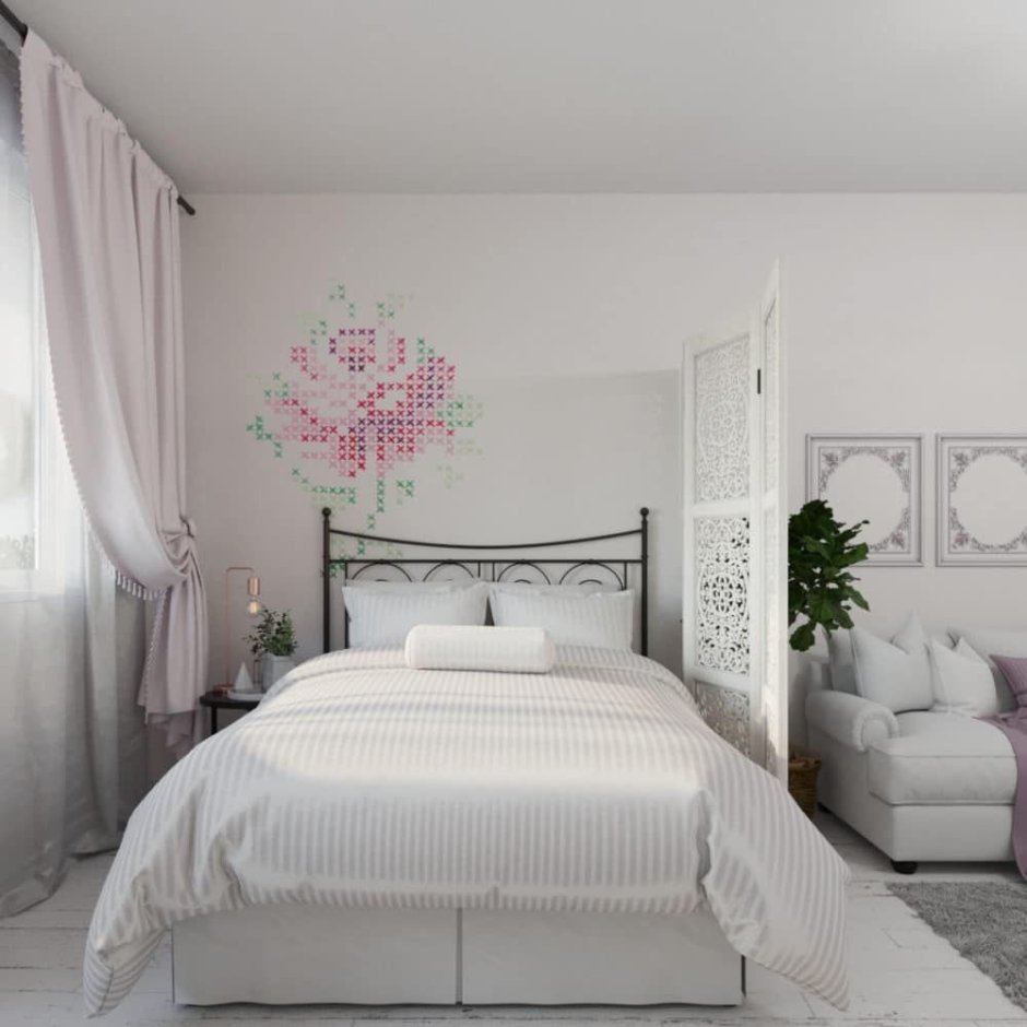Спальня в стиле Модерн в белых тонах