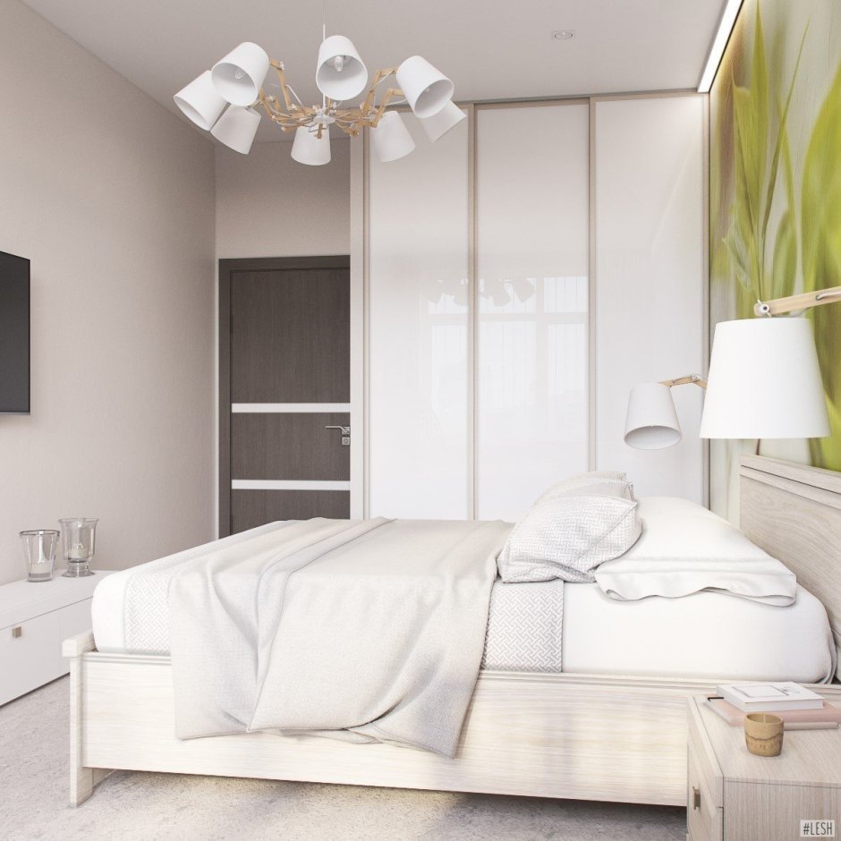 Спальня дизайн интерьера в белом цвете