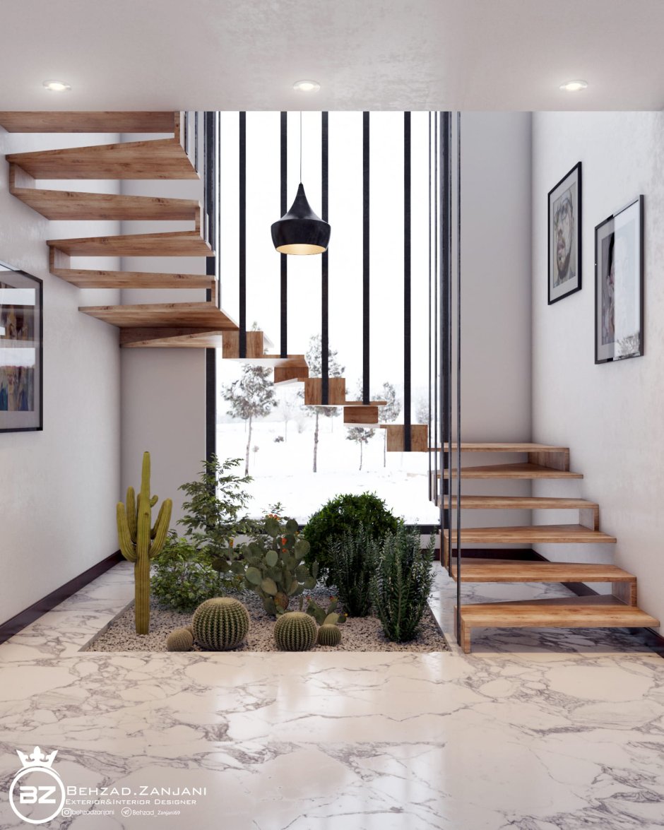 Декор лестницы в доме в современном стиле