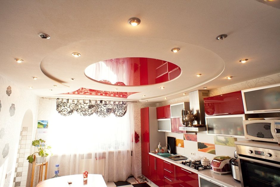 Красивые подвесные потолки для кухни