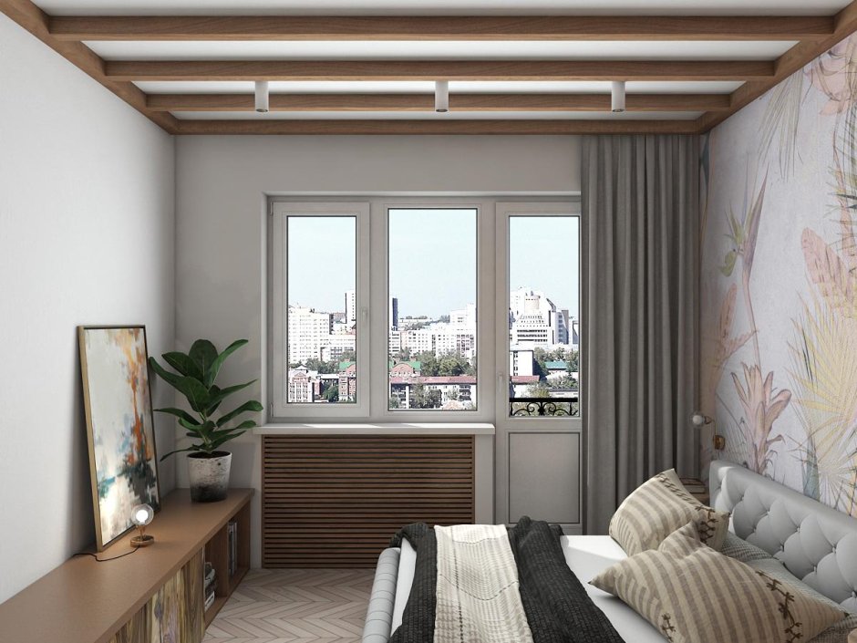Интерьер комнаты с балконом